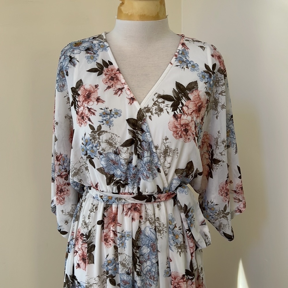 BALTIC BORN Size L white multi Kia kimono maxi dress - Picture 6 of 14